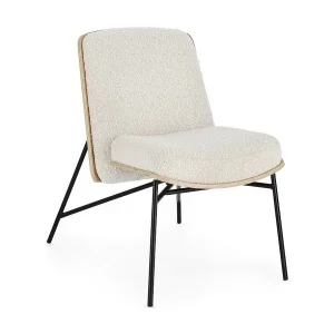 Ivoor stoffen fauteuil met bouclé-effect en zwarte stalen poten – EMERSON Ivoor stoffen fauteuil met bouclé-effect en zwarte stalen poten – EMERSON