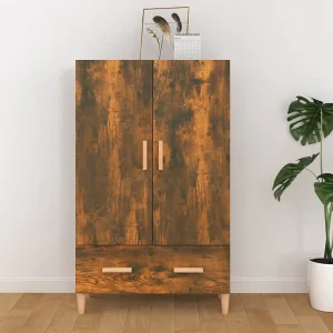 Hoge kast 70x31x115 cm bewerkt hout gerookt eikenkleurig Hoge kast 70x31x115 cm bewerkt hout gerookt eikenkleurig