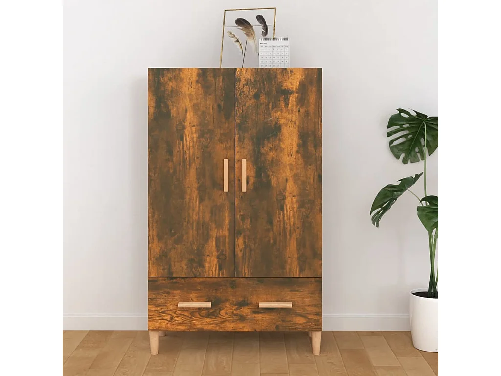 Hoge kast 70x31x115 cm bewerkt hout gerookt eikenkleurig