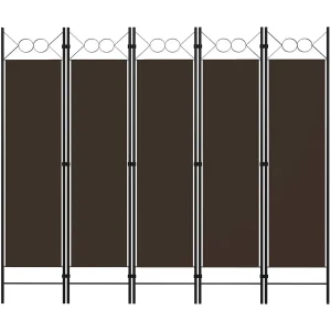 Kamerscherm met 5 panelen 200×180 cm bruin Kamerscherm met 5 panelen 200×180 cm bruin