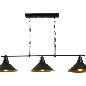 Industriële metalen hanglamp SIVANI – 3 kappen – B108 x H55 cm – Zwart – Koop nu Industriële metalen hanglamp SIVANI – 3 kappen – B108 x H55 cm – Zwart – Koop nu