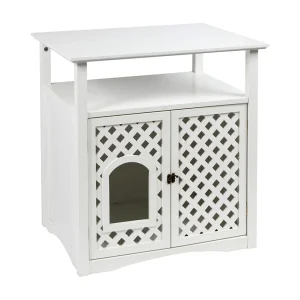 Kattenbak kast Helena 64x46x65 cm wit 82662 Kattenbak kast Helena 64x46x65 cm wit 82662