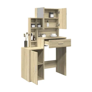 Kaptafel met kastje 80x35x132 cm sonoma eikenkleurig Kaptafel met kastje 80x35x132 cm sonoma eikenkleurig