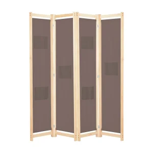 Kamerscherm met 4 panelen 160x170x4 cm stof bruin