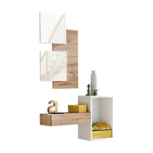 Meubel voor de hal TORTH 1 – Complete set – Eiken- en witkleur – Modern en praktisch design Meubel voor de hal TORTH 1 – Complete set – Eiken- en witkleur – Modern en praktisch design