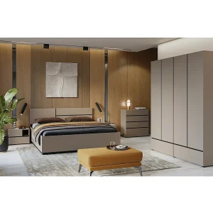 Kamer HAVANA compleet beige en zwart met opbergbed 160×200, kledingkast met 4 deuren, commode en nachtkastjes Kamer HAVANA compleet beige en zwart met opbergbed 160×200, kledingkast met 4 deuren, commode en nachtkastjes