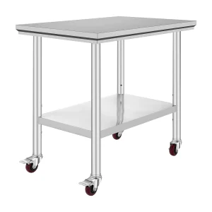 Inox-Werktafel SucceBuy Commerciale Voorbereidingstafel 35×24 Inches met 4 Wielen Inox-Werktafel SucceBuy Commerciale Voorbereidingstafel 35×24 Inches met 4 Wielen