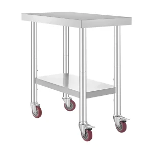 Inox-Werktafel SucceBuy 30×18 Inches Commerciale Voorbereidingstafel met 4 Wielen Inox-Werktafel SucceBuy 30×18 Inches Commerciale Voorbereidingstafel met 4 Wielen