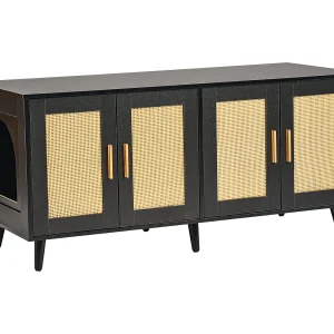 Kattenbak SucceBuy voor Kat, Verborgen Houten Kast met 2 Stuks, Zwart, Geschikt voor de Meeste Kattenbakken Kattenbak SucceBuy voor Kat, Verborgen Houten Kast met 2 Stuks, Zwart, Geschikt voor de Meeste Kattenbakken