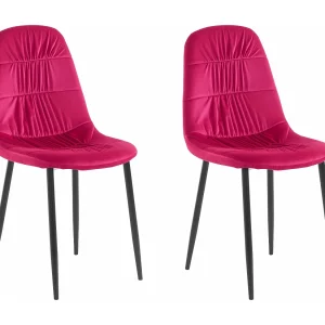 Joel | Eetkamerstoel in Roze Fluweel / Zwarte Poten, 2 Pak Joel | Eetkamerstoel in Roze Fluweel / Zwarte Poten, 2 Pak