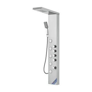Inox-Douchepaneeltorensysteem SucceBuy, 4 Modi met Waterval- en Regenbespuitings-effecten Inox-Douchepaneeltorensysteem SucceBuy, 4 Modi met Waterval- en Regenbespuitings-effecten