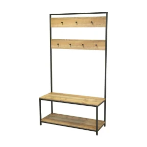 Meubel kapstok met 2 schoenenrekken – 100x39xH180 cm – Collectie OAKLANDER Meubel kapstok met 2 schoenenrekken – 100x39xH180 cm – Collectie OAKLANDER