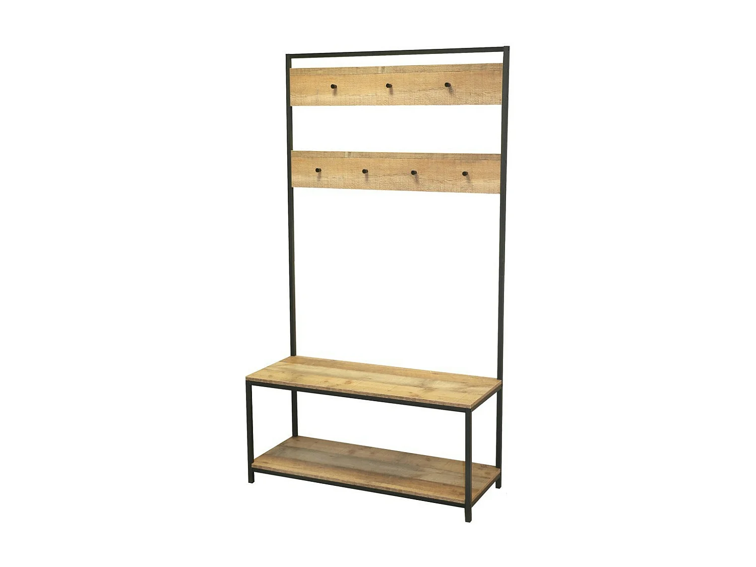 Meubel kapstok met 2 schoenenrekken - 100x39xH180 cm - Collectie OAKLANDER