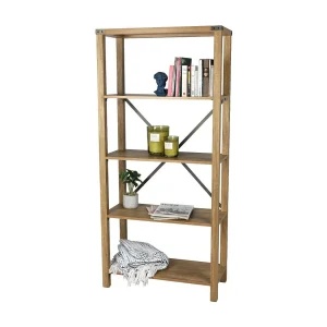 Bibliotheekkast voor kantoor met metalen kruisen collectie BELVINA – Afmetingen 76x35x163 cm