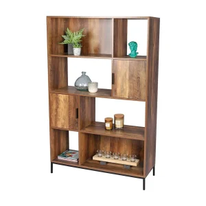 Houten boekenkast met metalen frame collectie JAYCE – Afmetingen 100x35x156 cm