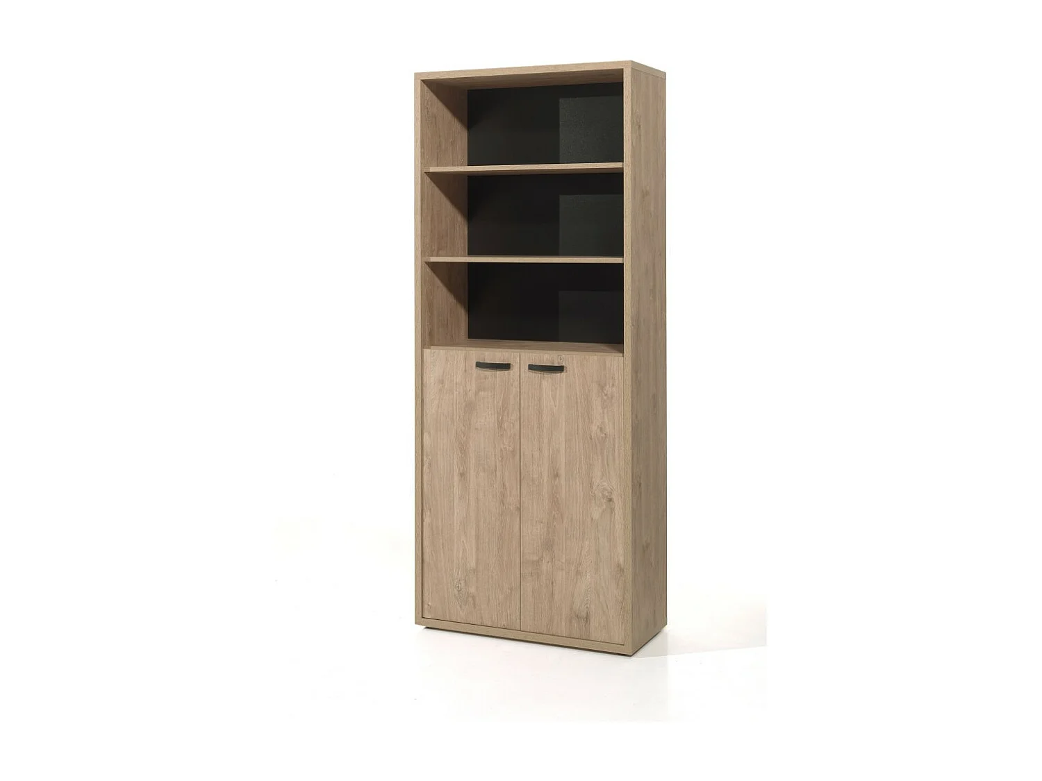Bibliotheekkast DEPÉ – 2 deuren en 5 planken – Gouden Eik – L90 x H216 x D40 cm
