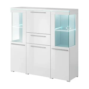 Hoog buffet voor de woonkamer in glanzend wit uit de BOMBAY collectie Hoog buffet voor de woonkamer in glanzend wit uit de BOMBAY collectie