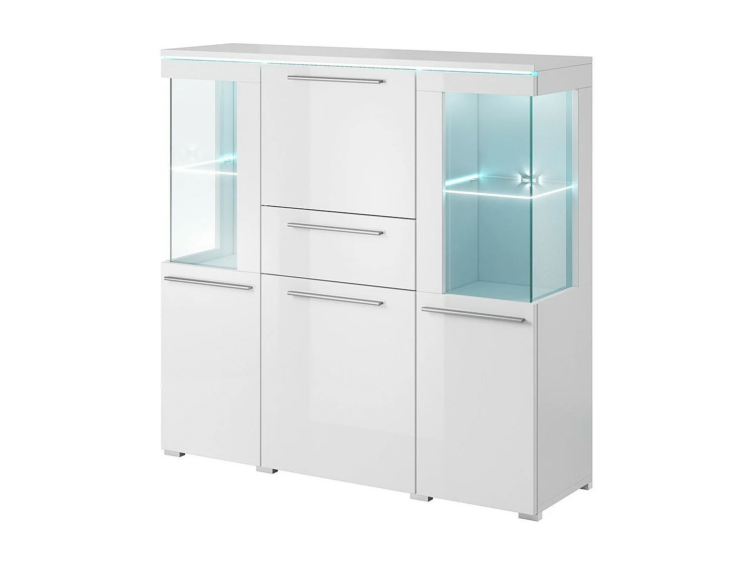 Hoog buffet voor de woonkamer in glanzend wit uit de BOMBAY collectie