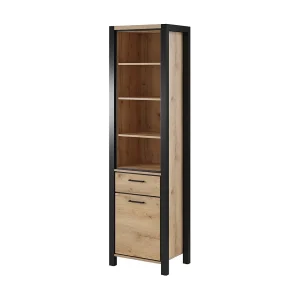 Hoge vitrinekast BOWIE. Kleur eiken en zwart Hoge vitrinekast BOWIE. Kleur eiken en zwart