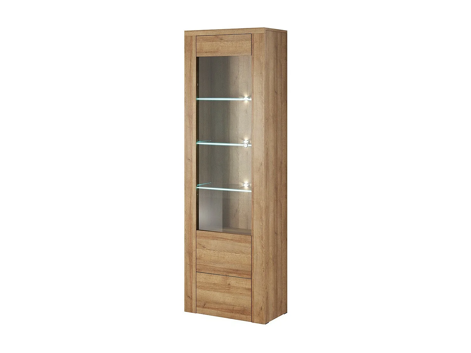 Vitrinekast hoog design 1 deur, collectie SANTIAGO. Kleur eiken