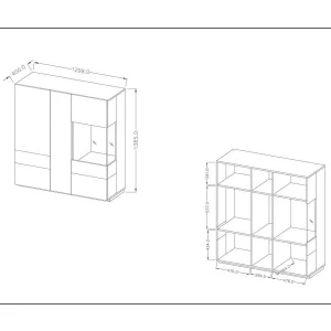 Buffet hoog KILES drie deuren. Kleur antracietgrijs en eik. Design stijl
