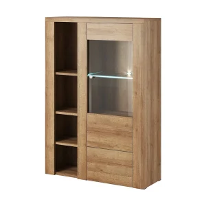 Hoge design buffetkast met 1 deur voor woonkamer in eikenkleur. Collectie SANTIAGO.
