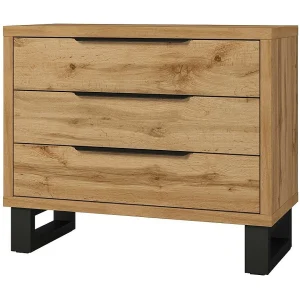 Commode MILOS – 3 laden industriële stijl ruw eiken en zwart