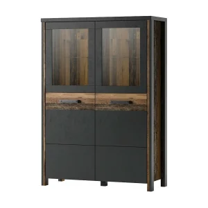 Buffetkast hoog collectie WINDSOR. Kleur antracietgrijs en donker eiken. Buffetkast hoog collectie WINDSOR. Kleur antracietgrijs en donker eiken.