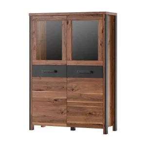 Buffet hoog WINDSOR donker eiken en antracietgrijs – 2 grote deuren – 97 x 138 x 37 cm Buffet hoog WINDSOR donker eiken en antracietgrijs – 2 grote deuren – 97 x 138 x 37 cm