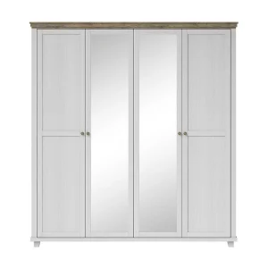 Kast 200×220 met 4 deuren. Kleuren wit en eiken. Collectie ASSIA
