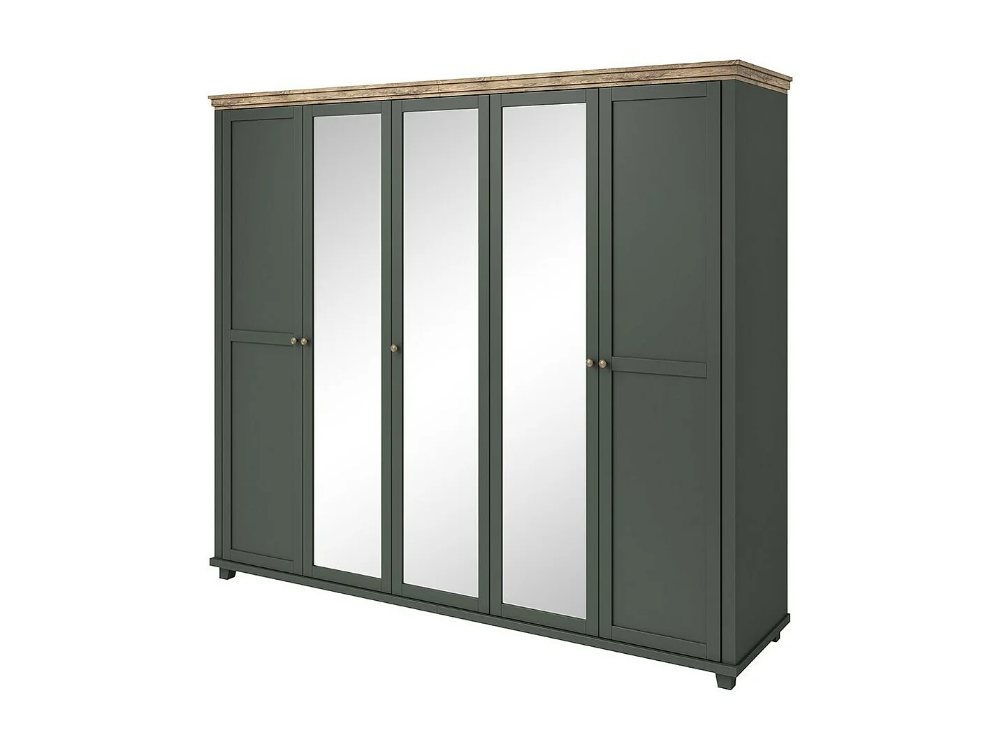 Kast 250x220 met 5 deuren. Kleur legergroen en eiken. Collectie ASSIA