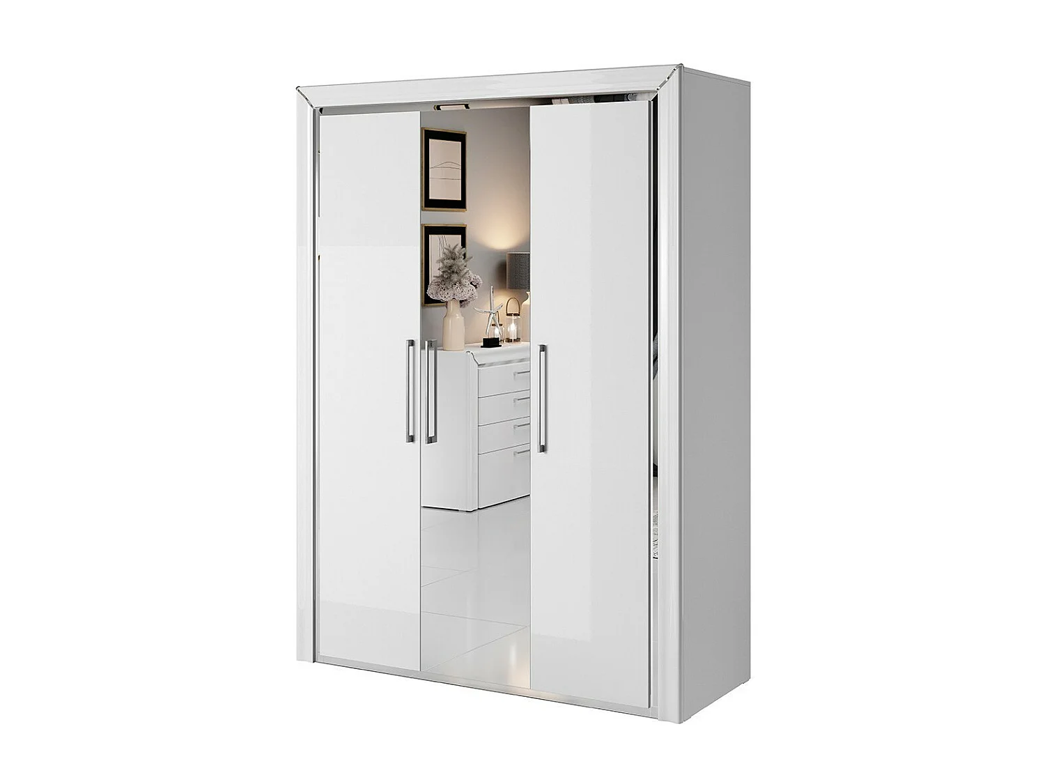 Kast 150cm collectie DOHA. Kleur glanzend wit.