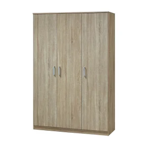 Kast BERGAMA met 3 deuren, Sonoma eiken, grijze handvatten, hedendaagse en praktische stijl