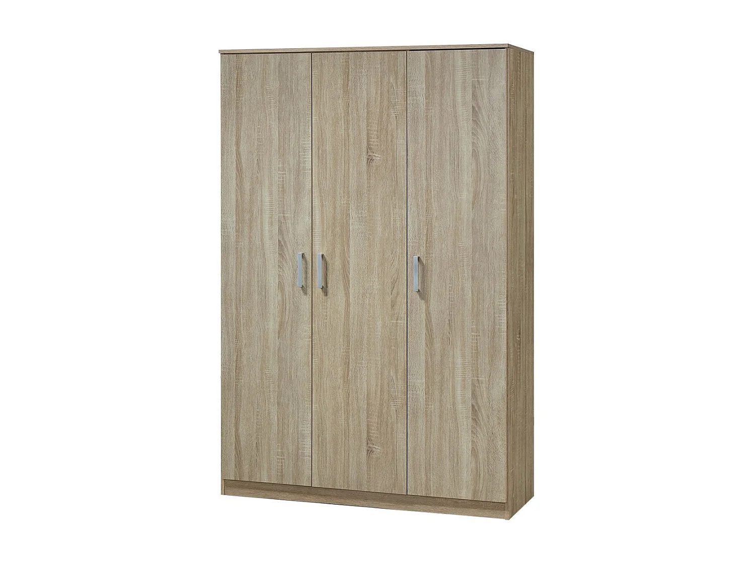 Kast BERGAMA met 3 deuren, Sonoma eiken, grijze handvatten, hedendaagse en praktische stijl
