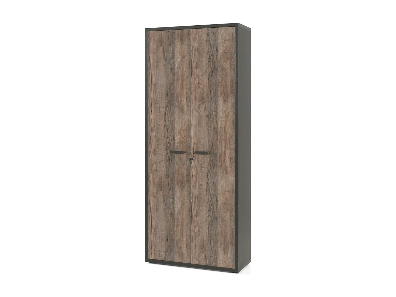 Kantoorkast SOON - 2 deuren en 5 planken - Verouderde eik & zwart - L90 x H216 x D40 cm