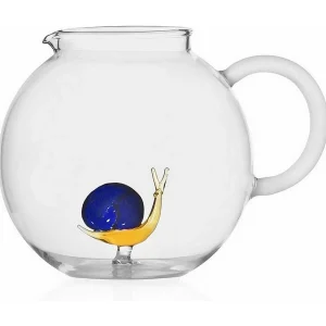 Kan van borosilicaatglas, Slak, geel/blauw 1500 ml, Animal Farm Kan van borosilicaatglas, Slak, geel/blauw 1500 ml, Animal Farm