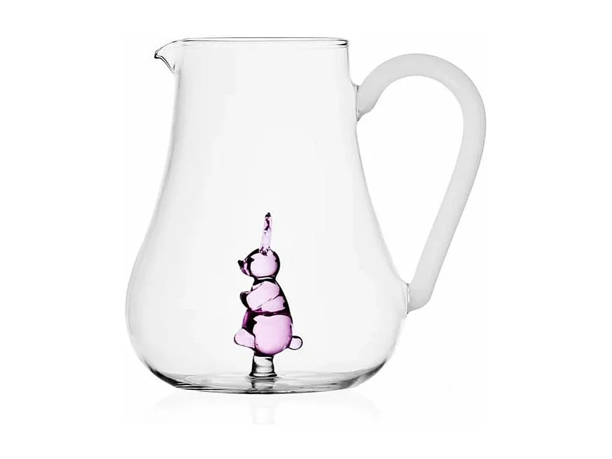 Kan van borosilicaatglas, Konijn, roze 1500 ml, Animal Farm