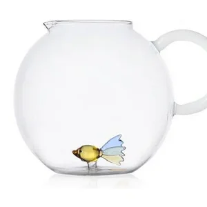 Kan van borosilicaatglas, Vis, lichtblauw/geel 1500 ml, Animal Farm Kan van borosilicaatglas, Vis, lichtblauw/geel 1500 ml, Animal Farm