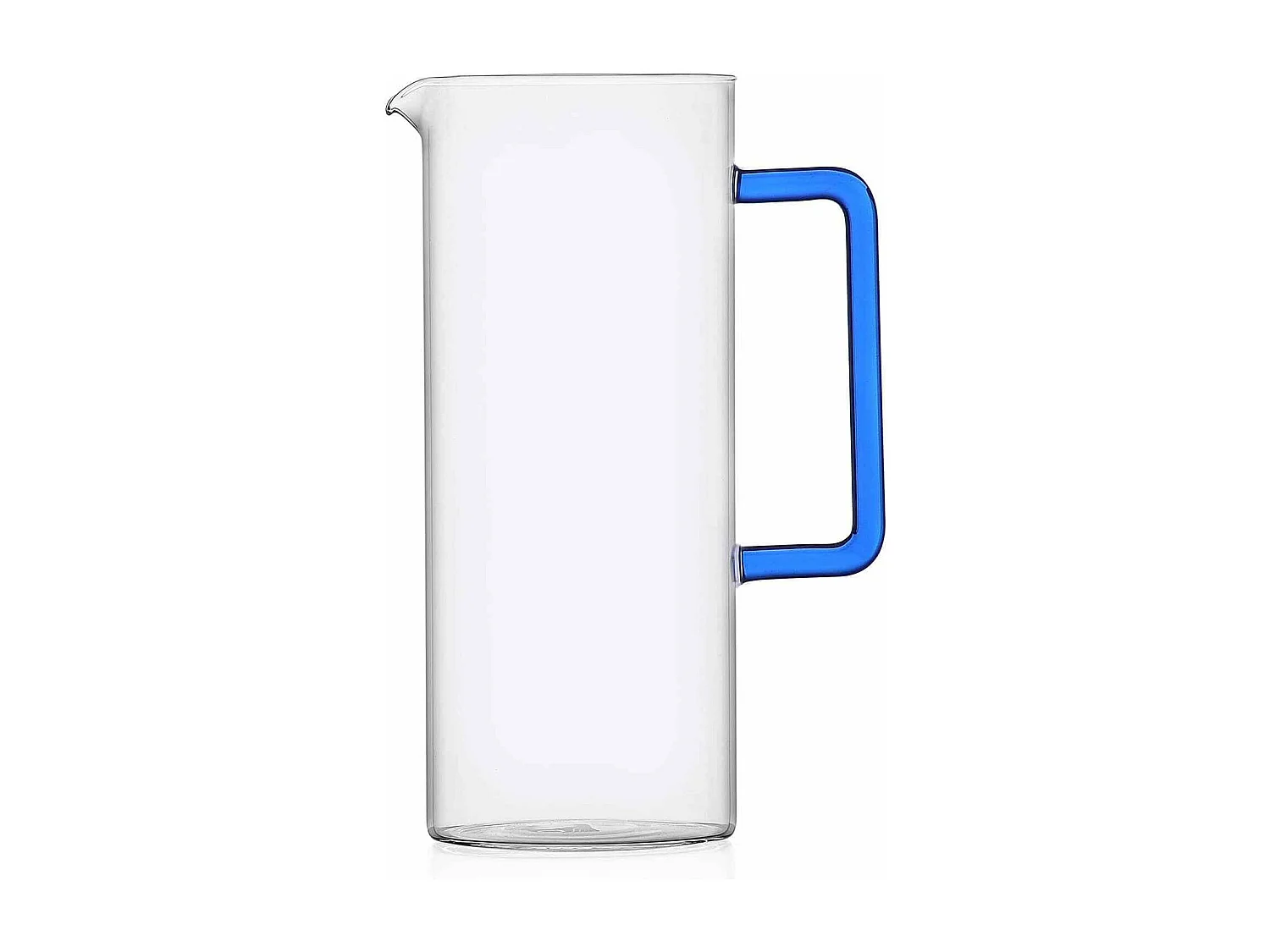 Kan van handgeblazen glas transparant/blauw 1200 ml, Tube