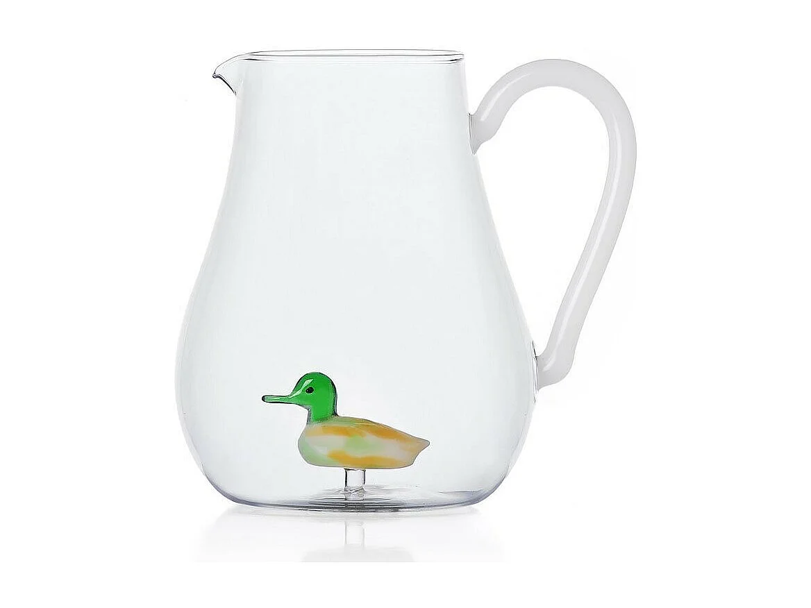 Kan van borosilicaatglas, Eend, groen/geel 1500 ml, Animal Farm