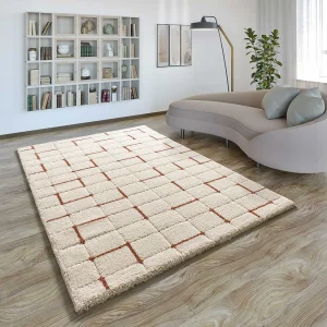 Hoogpolig tapijt – shaggy geometrisch – wit – 200×290 cm – BRENDA Hoogpolig tapijt – shaggy geometrisch – wit – 200×290 cm – BRENDA