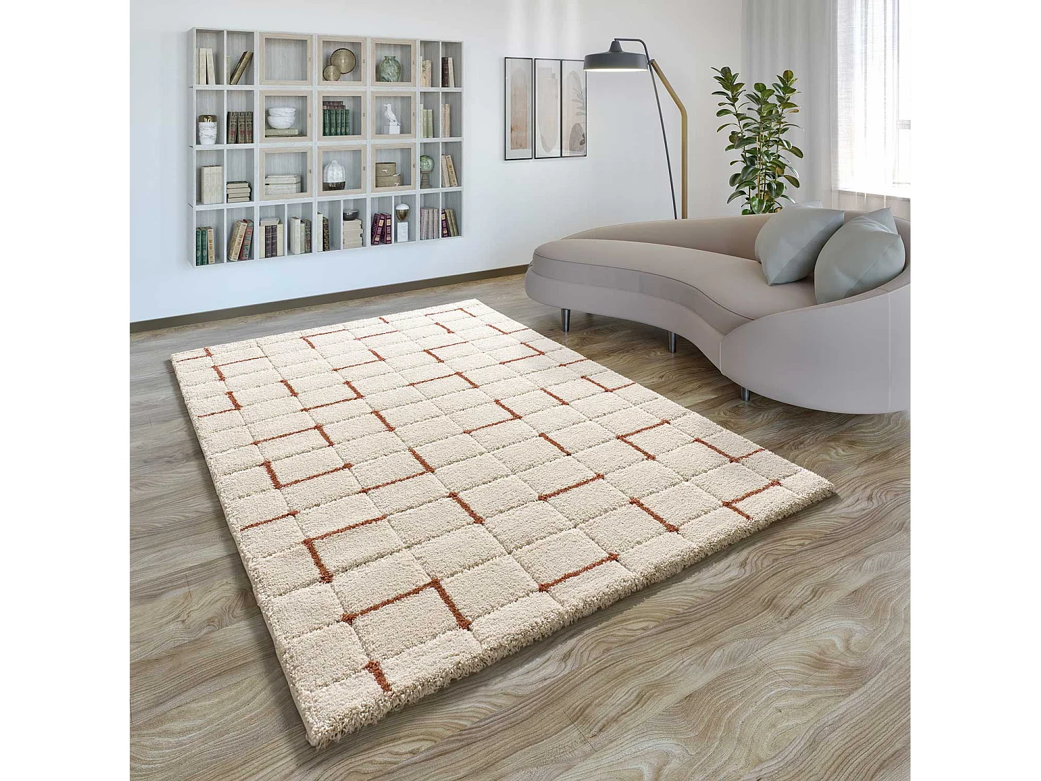 Hoogpolig tapijt - shaggy geometrisch - wit - 200x290 cm - BRENDA