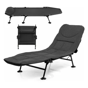 Karperligstoel met afneembaar matras en 6-voudig, inklapbaar veldbed tot 200 kg belastbaar, campingstoel, visligstoel, campingbed, 194 x 66 x 29 cm (grijs) ZB32918 Karperligstoel met afneembaar matras en 6-voudig, inklapbaar veldbed tot 200 kg belastbaar, campingstoel, visligstoel, campingbed, 194 x 66 x 29 cm (grijs) ZB32918