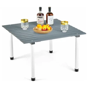Kampeertafels, oprolbare picknicktafel van hout, draagbare multifunctionele outdoortafel met draagtas voor strand, picknicks,69 x 69 x 42 cm, grijs ZB32120 Kampeertafels, oprolbare picknicktafel van hout, draagbare multifunctionele outdoortafel met draagtas voor strand, picknicks,69 x 69 x 42 cm, grijs ZB32120