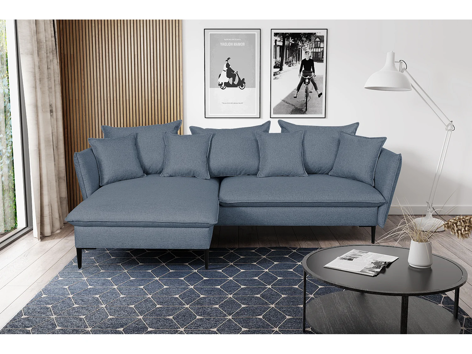 Hoekslaapbank LAZARE van PASCAL MORABITO - Stof - Donkerblauw - Hoek links - Koop online