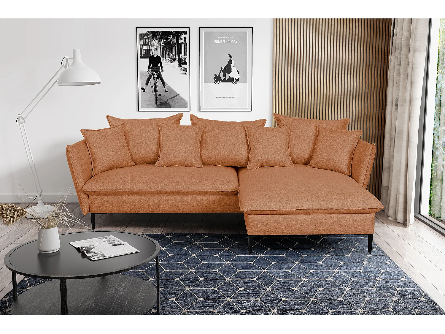 Hoekslaapbank LAZARE van PASCAL MORABITO - Stof - Oranje - Hoek rechts - Koop nu online