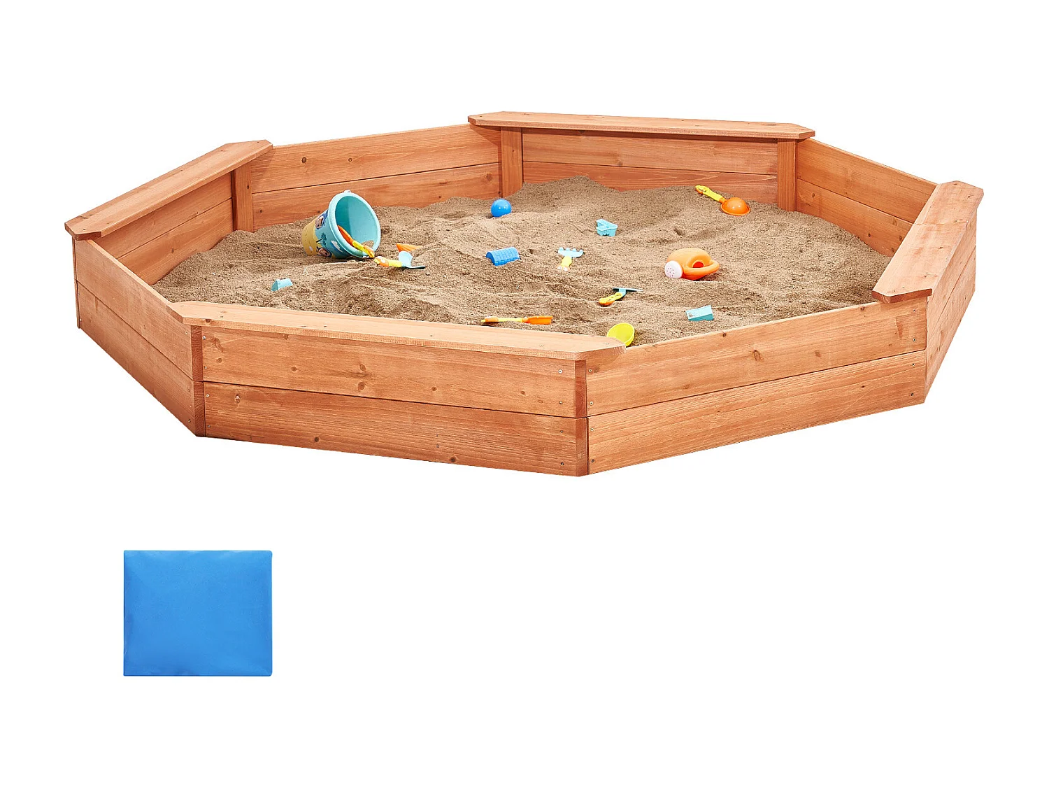 Houten Zandbak, SucceBuy Houten Zandbak met Deksel Achthoekige Zandbak Buitenzandbak 3-12 Jaar