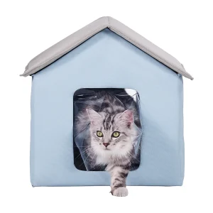 Kattenhuis, SucceBuy Verwarmd Kattenhuis, Opvouwbaar Kattenhuis met Verwarmingsmat, Blauw, Klein Kattenhuis, SucceBuy Verwarmd Kattenhuis, Opvouwbaar Kattenhuis met Verwarmingsmat, Blauw, Klein