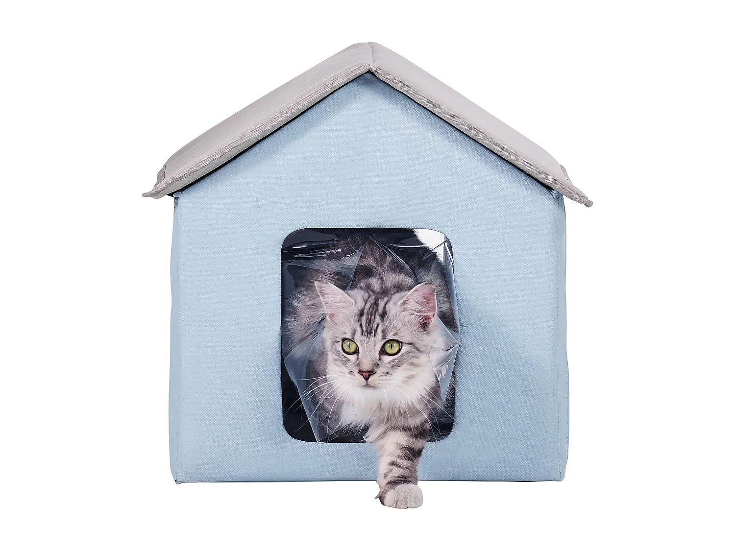 Kattenhuis, SucceBuy Verwarmd Kattenhuis, Opvouwbaar Kattenhuis met Verwarmingsmat, Blauw, Klein