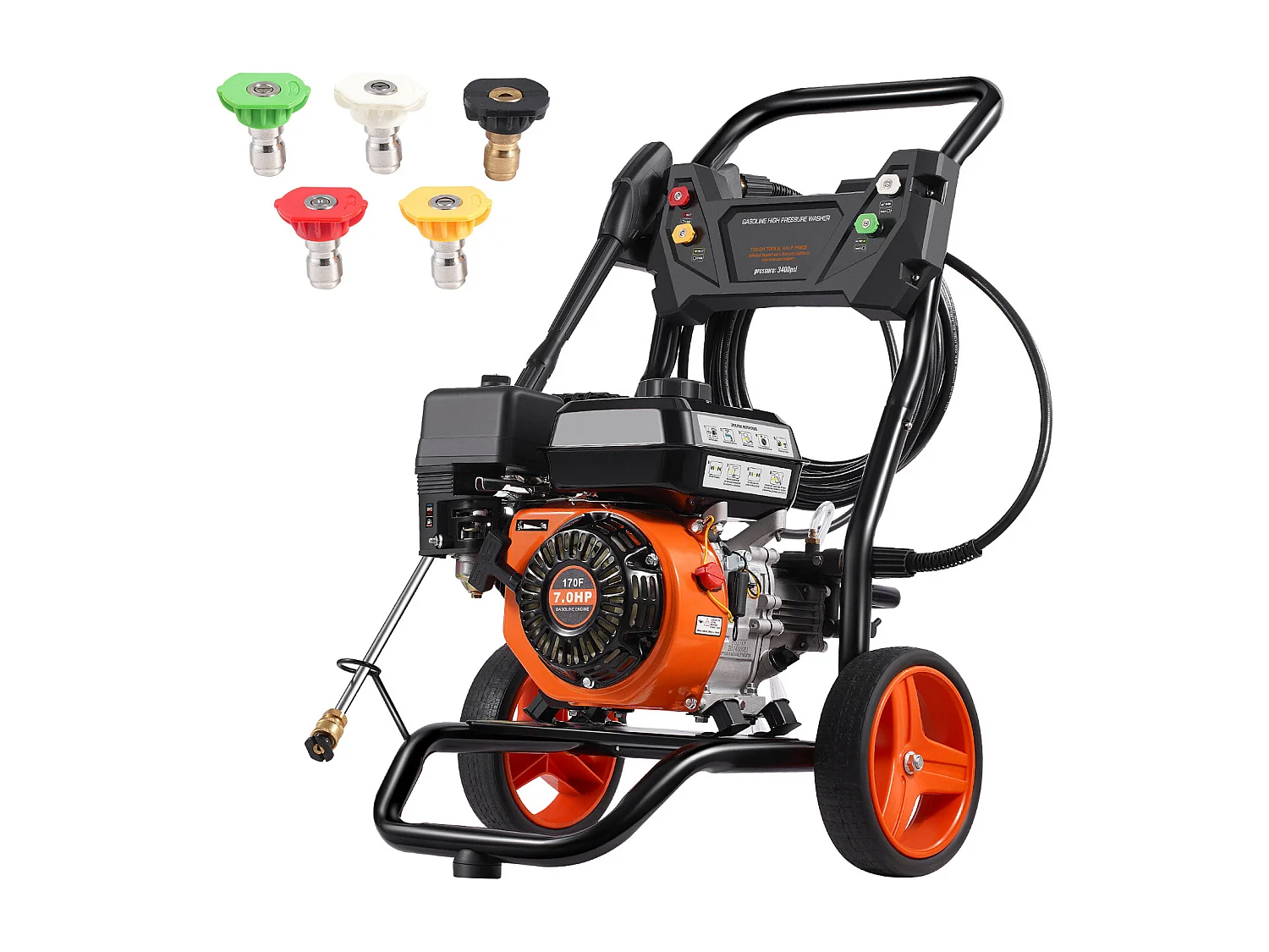 Hogedrukreiniger, SucceBuy Gas Hogedrukreiniger 3400 PSI 2,6 GPM 5 Sproeierset Voor Diverse Toepassingen